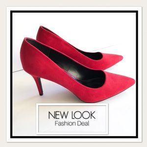 New Look Red Suede Stiletto Heels 